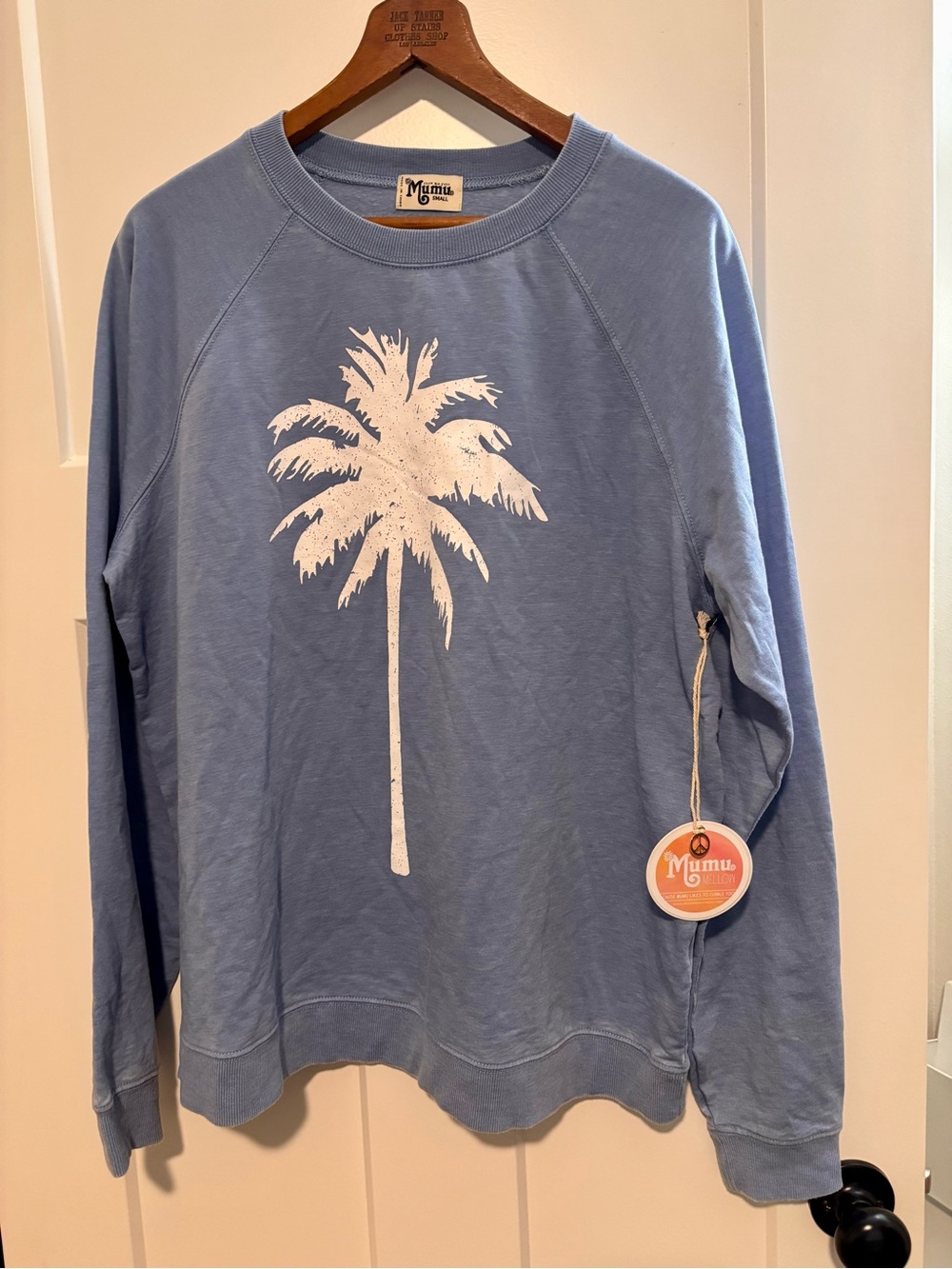 Show Me Your MuMu Light Blue Palm Tree Crew Sweatshirt